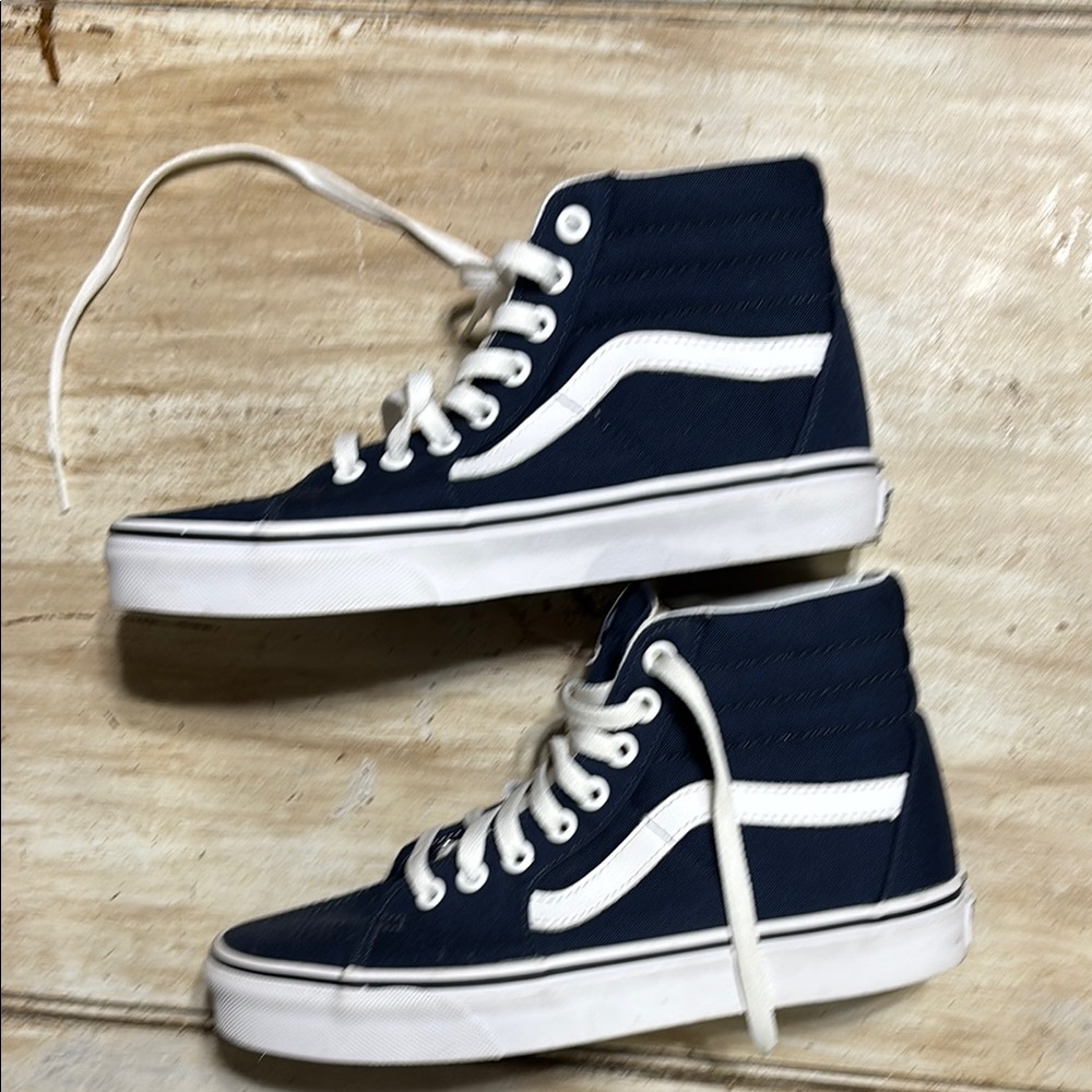 Vans Navy and White High-Top Athletic Shoes - Picture 3 of 4